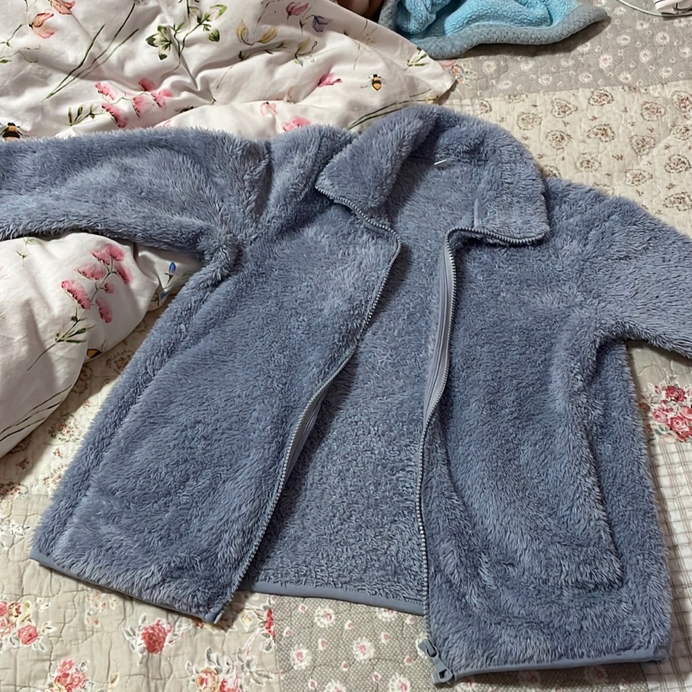 Uniqlo pastel muted blue zip up jacket